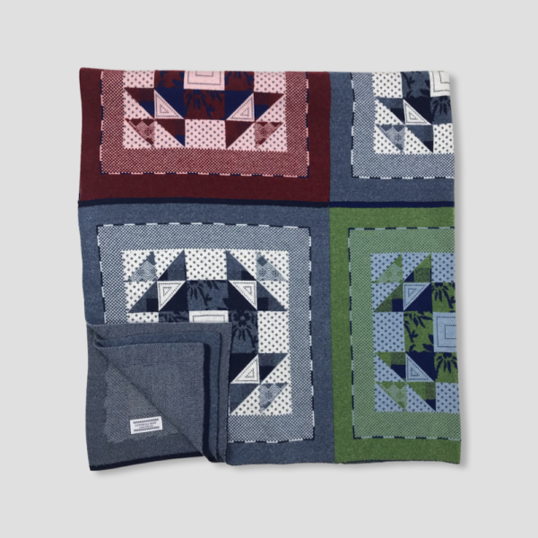 Cotswold Knit Burford Patchwork Blanket folded showing detail - As featured in Red Magazine 150 Great Gifts from Small Brands